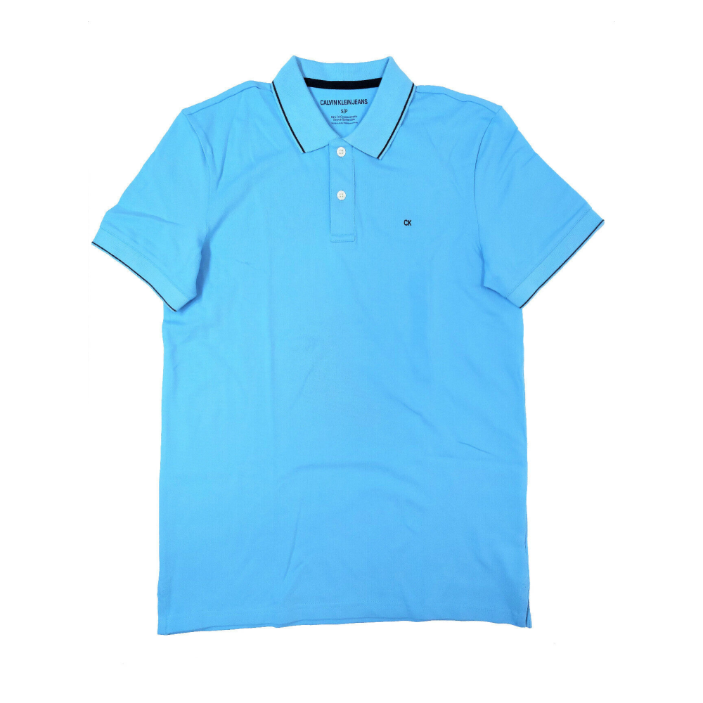 Calvin Klein Men's Slim Fit Stretch Mesh Solid Polo Shirt Light Blue Size XXL